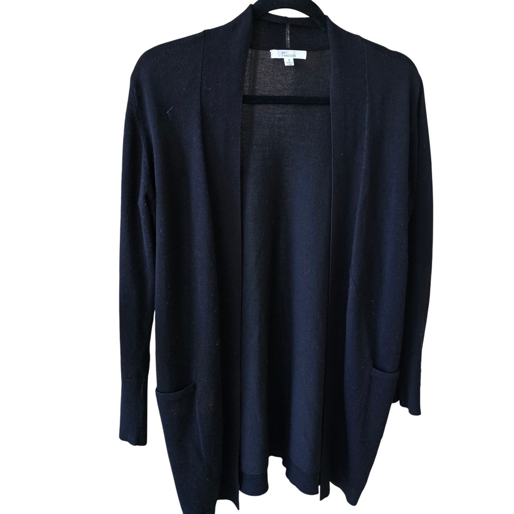 89th + Madison Black Open Front Long Sleeve Cardigan Sweater Small